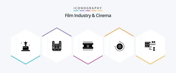 Cenima Glyph Icon Pack Including Movie Reel Film Tickets Film — Διανυσματικό Αρχείο