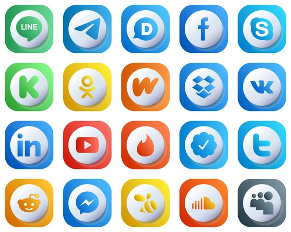 Cute High Quality Gradient Social Media Icons Linkedin Dropbox Skype — Stock Vector