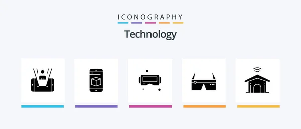 Technology Glyph Icon Pack Including Electronic Glasses Device Digital Computer — Wektor stockowy