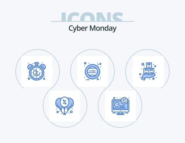 Cyber Monday Blue Icon Pack Icon Design Package Monday Discount — Stock Vector