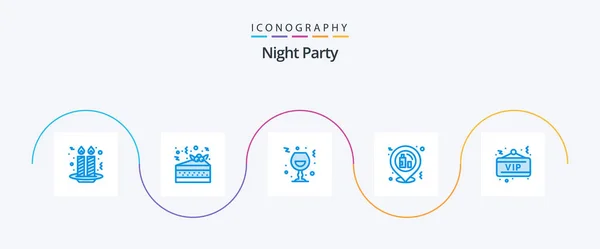Night Party Blue Icon Pack Including Board Placeholder Glass Party — Image vectorielle