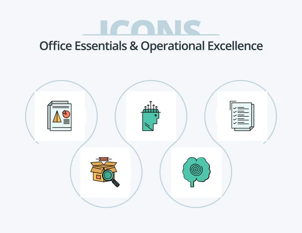 Pakiet Ikon Ikon Wypełnionych Ikoną Office Essentials Operational Exellence Line — Wektor stockowy