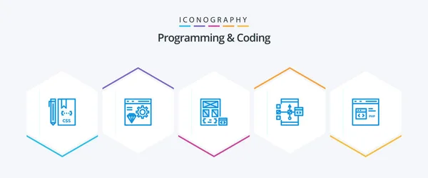 Programming Coding Blue Icon Pack Including Develop App Develop Page — Image vectorielle