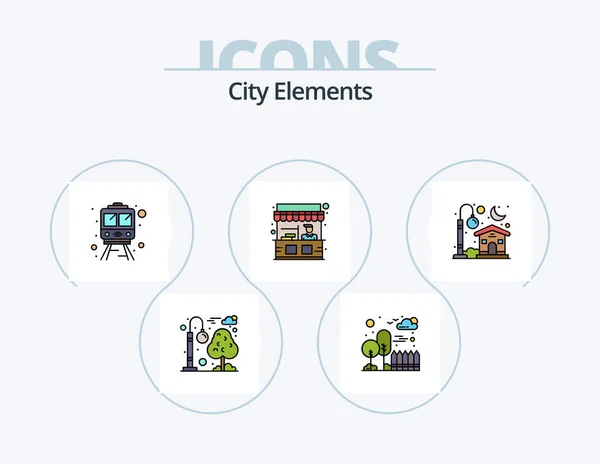 City Elements Line Filled Icon Pack Icon Design Cityscape Building — Stock Vector