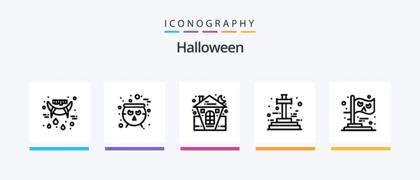 Halloween Line Icon Pack Including Avatar Halloween Scary Date Scary — Stock Vector