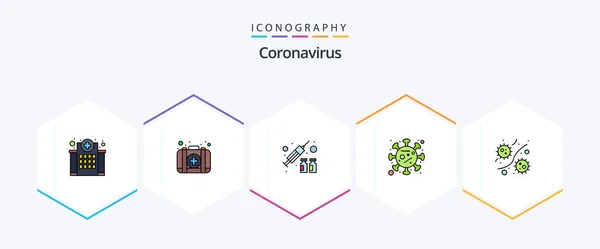 Coronavirus Filledline Icon Pack Including Bacterium Disease Case Spread Virus — Stock Vector