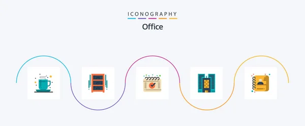 Office Flat Icon Pack Including Data Applicant Wardrobe Office Building — Vector de stock