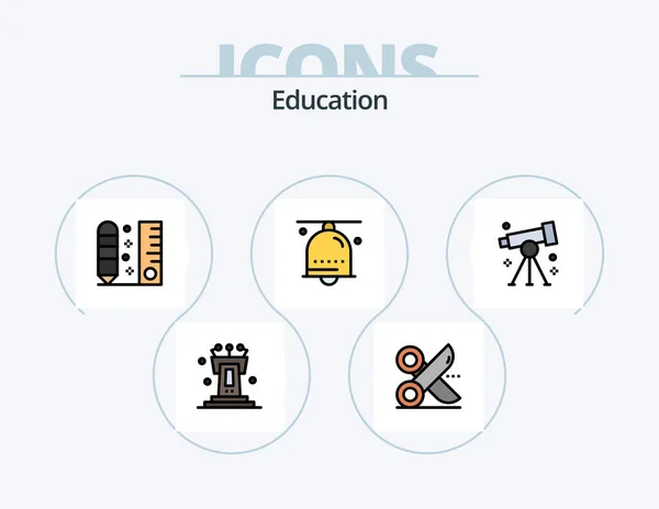 Education Line Filled Icon Pack Icon Design Pen Feather Game – stockvektor