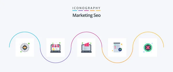 Marketing Seo Flat Icon Pack Including Reject Blocker Monitor Checkout — ストックベクタ
