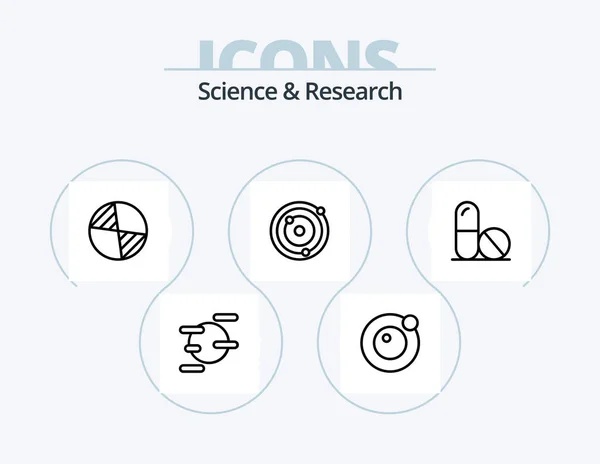 Science Line Icon Pack Icon Design World Structure Planet Space — Vector de stock
