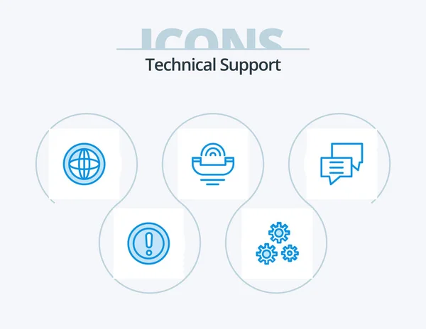 Technická Podpora Blue Icon Pack Icon Design Podporu Pomoc Služby — Stockový vektor