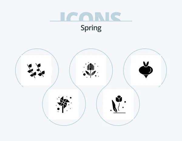 Spring Glyph Icon Pack Icon Design Vegetable Food Ecology Summer — Archivo Imágenes Vectoriales