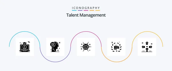 Talent Management Glyph Icon Pack Including Punch Boxing Solution Ideas — ストックベクタ