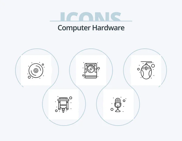 Computer Hardware Line Icon Pack Icon Design Headphone Computer Talk — Wektor stockowy