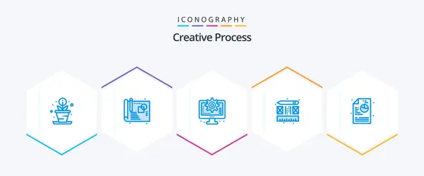 Creative Process Blue Icon Pack Including Diagram Process Process Layout — Vettoriale Stock