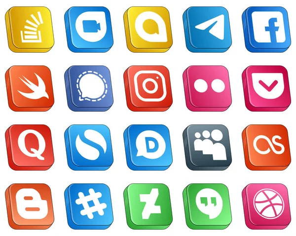 Professionele Isometrische Social Media Iconen Zoals Meta Boodschapper Snelle Pictogrammen — Stockvector