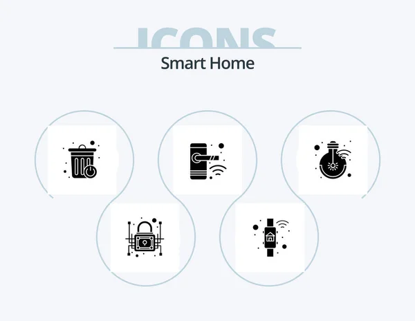 Smart Home Glyph Icoon Pack Icoon Design Een Idee Afsluiten — Stockvector