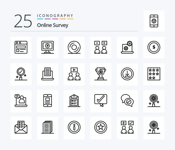 Online Survey Line Icon Pack Including Online Vzdělávání — Stockový vektor