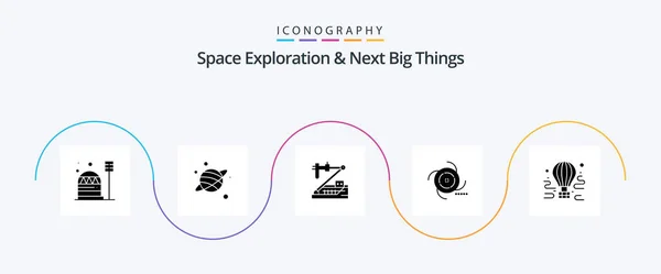 Space Exploration Next Big Things Glyph Icon Pack Including Gravitational — Stockvektor