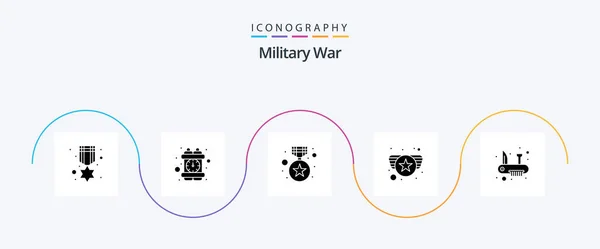 Military War Glyph Icon Pack Including Knife Army Medal Star — Wektor stockowy