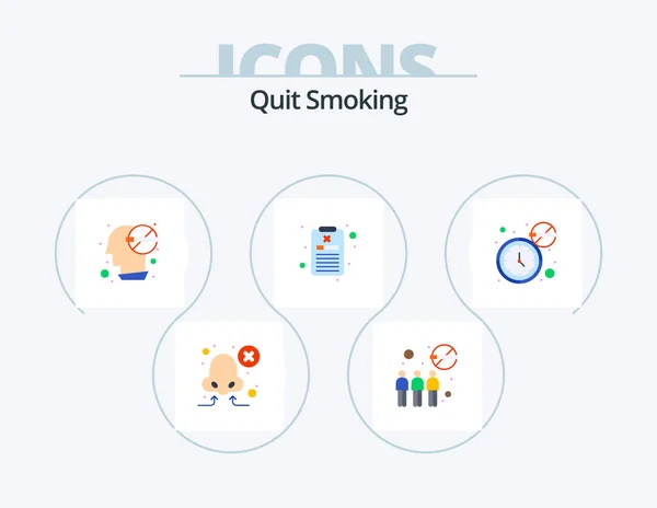 Quit Smoking Flat Icon Pack Icon Design Cigarette Report Allowed — 图库矢量图片