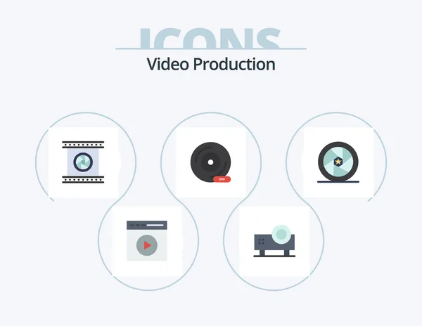 Video Production Flat Icon Pack Icon Design Dvd Slide Projector — Stock Vector