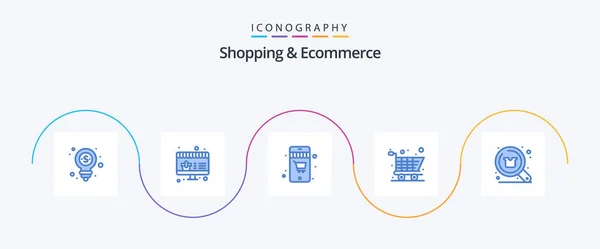 Shopping Ecommerce Blue Icon Pack Including Покупка Поиск Магазинам Скидка — стоковый вектор