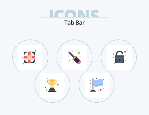Tab Bar Flat Icon Pack Icon Design Support Unlock Lock — Stockový vektor