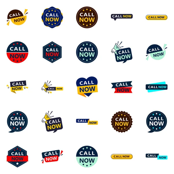 Call Now High Quality Typographic Elements Drive Phone Calls — Stok Vektör