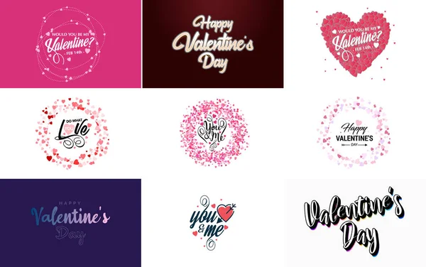 Шаблон Поздравительных Открыток День Святого Валентина Цветочной Тематикой Цветовой Гаммой — стоковый вектор