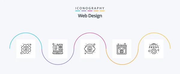 Web Design Line Icon Pack Including Protection Web Page Creativity — Image vectorielle
