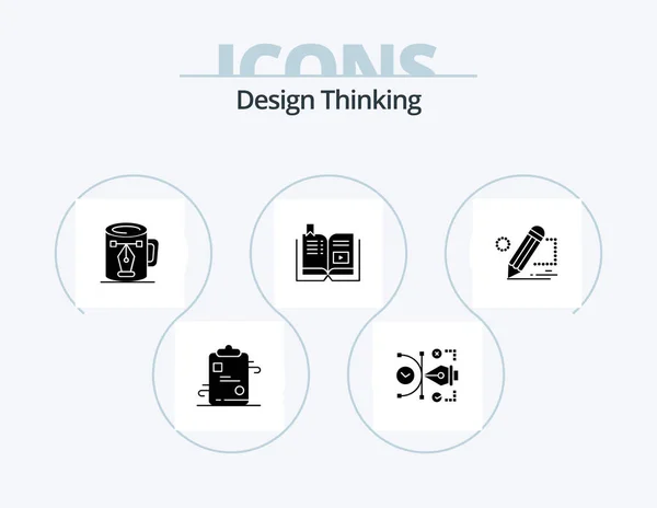 Design Denkende Glyph Icon Pack Icoon Design Tutorial Boek Digitaal — Stockvector