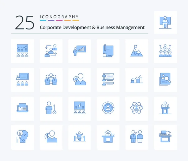 Corporate Development Business Management Pacchetto Icona Colore Blu Compresi Gli — Vettoriale Stock