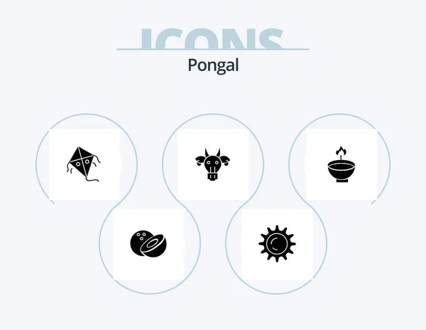 Pongal Glyph Icon Pack Icon Design Índio Animais Festival Adorno —  Vetores de Stock