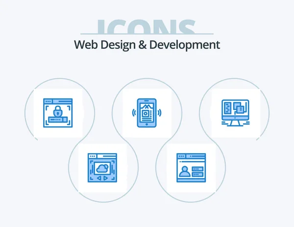 Conception Développement Web Icône Bleue Pack Icône Design Web Design — Image vectorielle