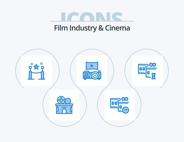 Cenima Blue Icon Pack Icon Design Movie Reel Film Reel — Archivo Imágenes Vectoriales