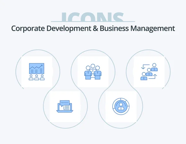 Företagsutveckling Och Företagsledning Blue Icon Pack Icon Design Insatser Affärer — Stock vektor