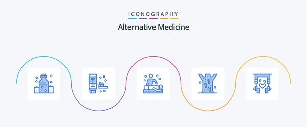 Alternative Medicine Blue Icon Pack Including Music Medical Massage Leech — Stockvektor
