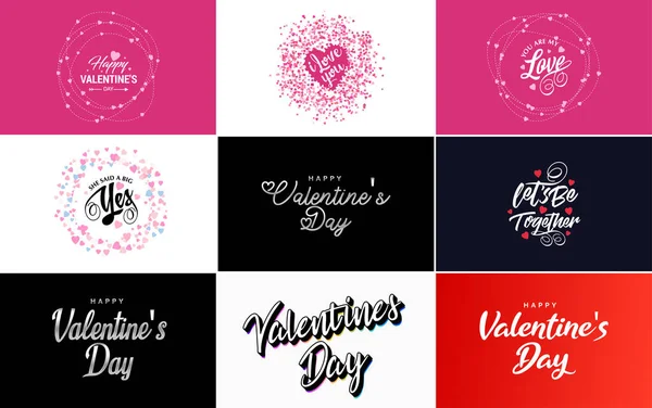 Happy Valentine Day Greeting Card Template Romantic Theme Red Color — Vettoriale Stock