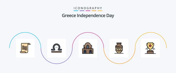 Griekenland Independence Day Line Gevuld Flat Pictogram Pack Inclusief Ierland — Stockvector