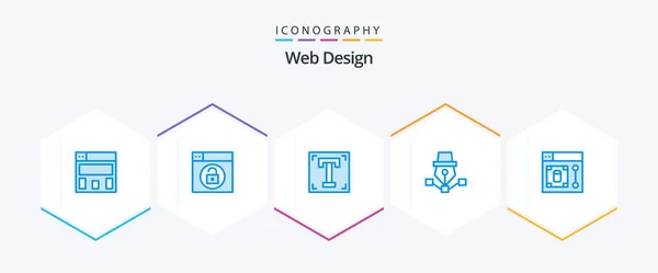 Web Design Blue Icon Pack Inclusief Design Teken Het Pad — Stockvector