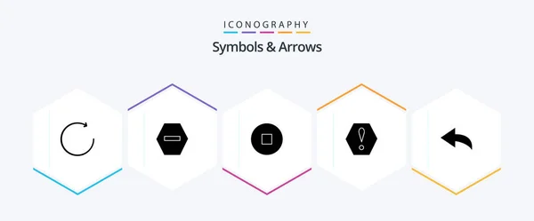 Symbols Arrows Glyph Icon Pack Including Error Undo — Wektor stockowy