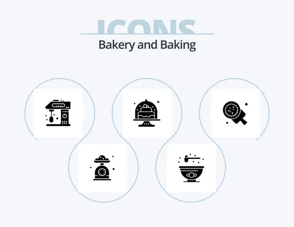 Baking Glyph Icon Pack Icon Design Cake Baked Bowl Mixer — Stockvektor