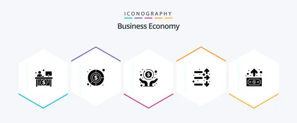 Economy Glyph Icon Pack Including Finance Business Economy Stock Economy — Vettoriale Stock