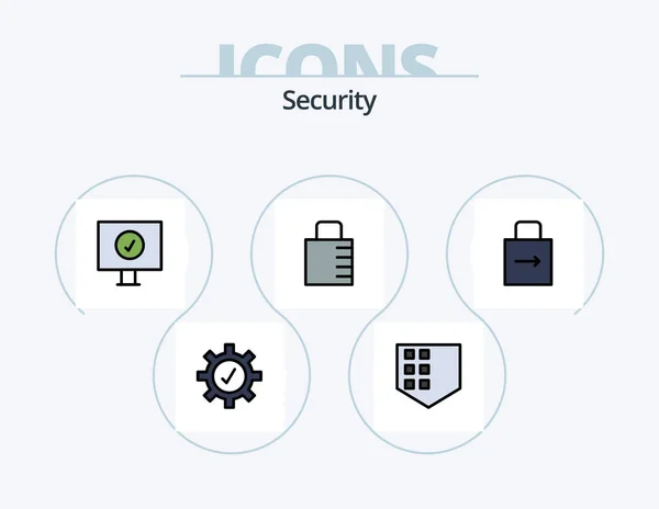 Security Line Filled Icon Pack Icon Design Target Protect Security — Vetor de Stock
