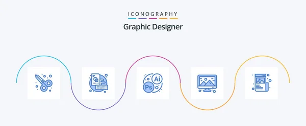 Graphic Designer Blue Icon Pack Including Graphic Creative Designing Art — Image vectorielle