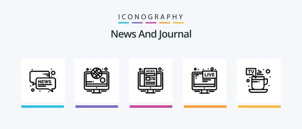 News Line Icon Pack Including News Radio News News Mobile — Image vectorielle