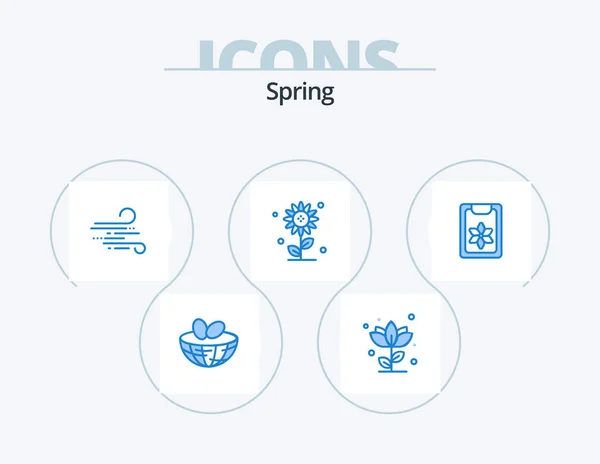 Spring Blue Icon Pack Icon Design Flower Nature Rose Floral — Vetor de Stock