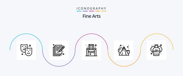 Fine Arts Line Ikon Pack Inklusive Konst Kuber Konst Färg — Stock vektor