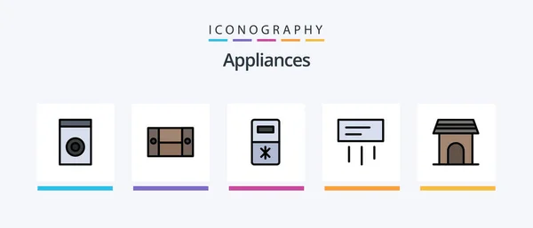 Appliances Line Filled Icon Pack Including Fridge Iron Home Home — Image vectorielle